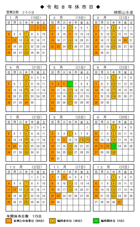 R8休市カレンダー